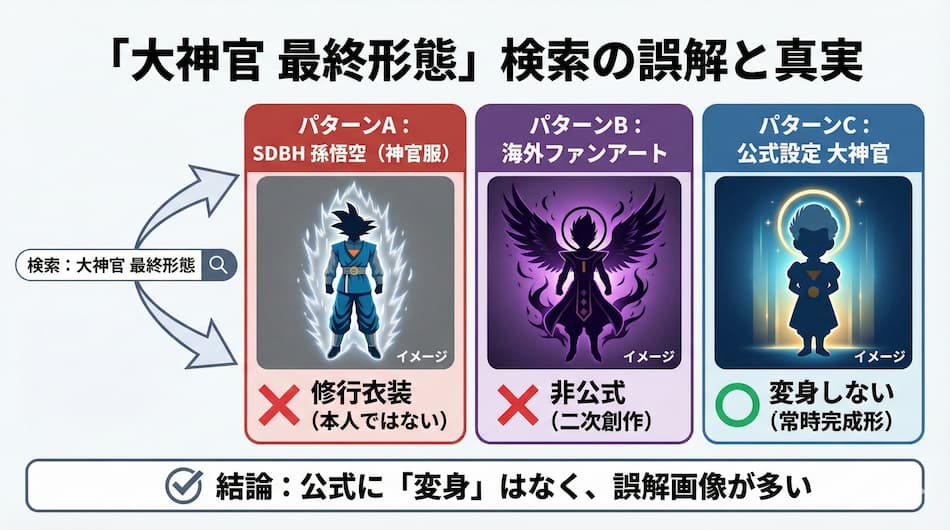 大神官最終形態検索の誤解と真実の図解