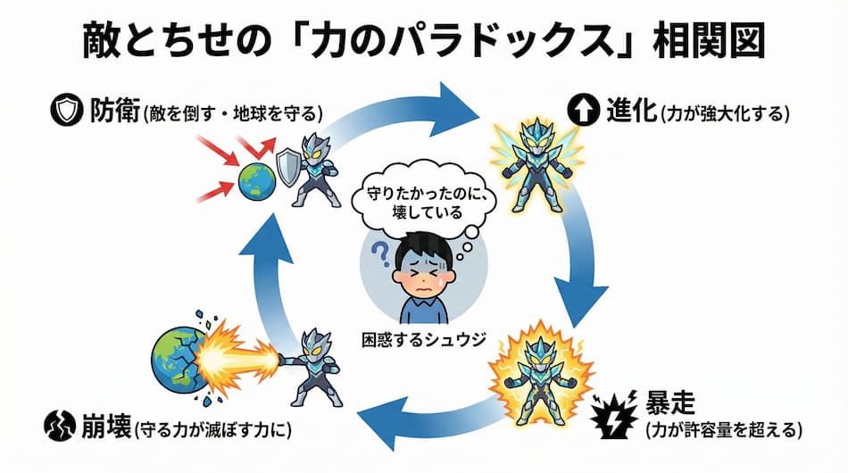 敵とちせの力のパラドックス相関図