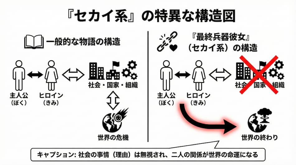 セカイ系の特異な構造図
