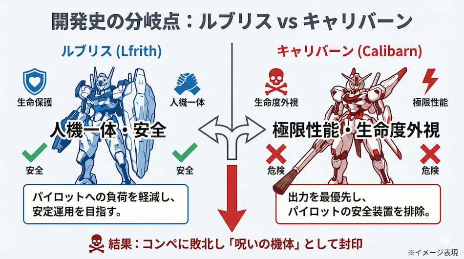 開発史の分岐点：ルブリスvsキャリバーンの図解