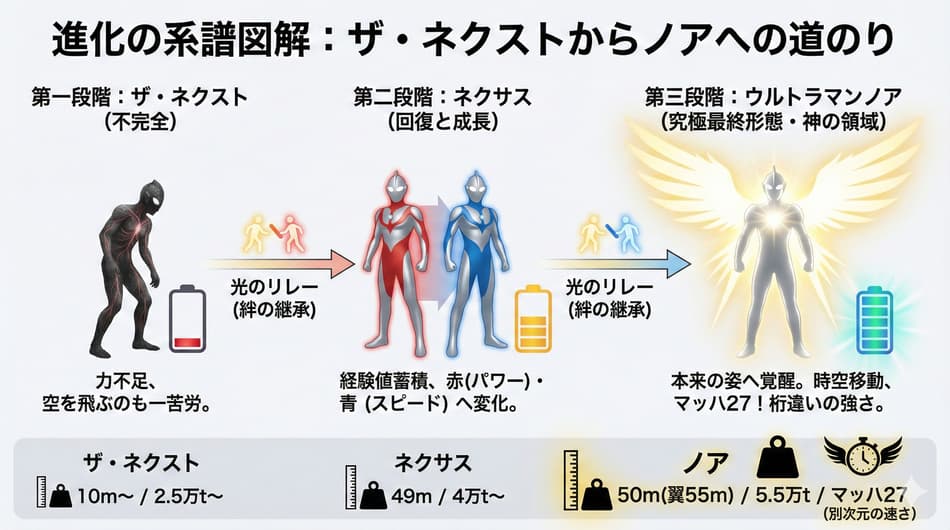 「ウルトラマン ノア」進化の系譜図解