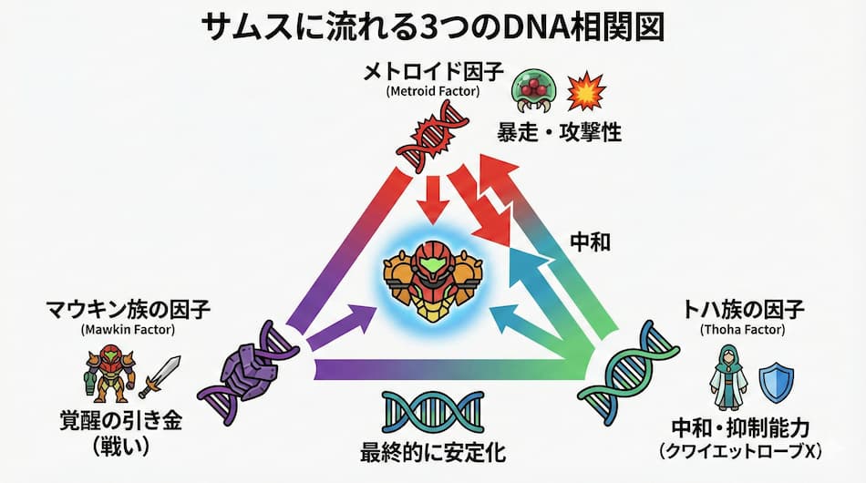 サムスに流れる3つのDNA相関図